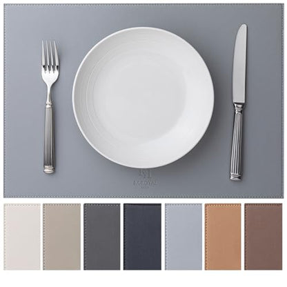 Baroyal Faux Leather Placemats Set of 6 Vinyl Washable Wipeable Table Mats for Kitchen Dining Table Heat Resistant Waterproof Modern Indoor/Outdoor Placemats Non-Slip Easy Clean Place Mats (Gray) - color: B-gray