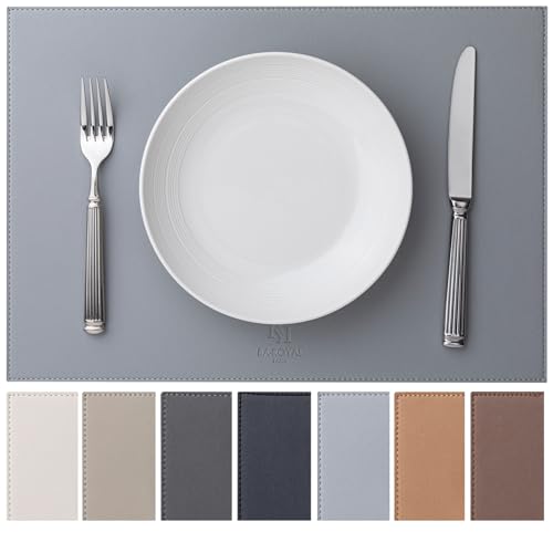 Baroyal Faux Leather Placemats Set of 6 Vinyl Washable Wipeable Table Mats for Kitchen Dining Table Heat Resistant Waterproof Modern Indoor/Outdoor Placemats Non-Slip Easy Clean Place Mats (Gray) - color: B-gray