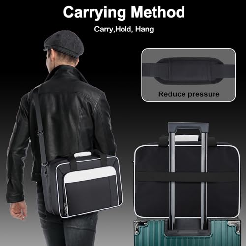 GDNasist Carrying Case Fit for PS5, Travel Thickened Protective Bag Compatible with Playstation 5 Console, Headset, PS5 Controller, Game Discs, and Gaming Accessories, White - color: White
