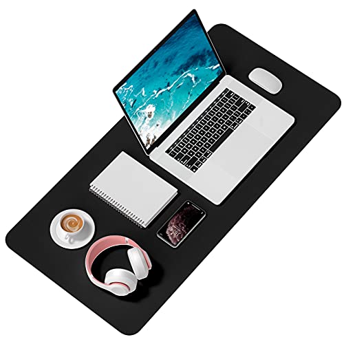 Hsurbtra Desk Pad, 35.5" x 17" PU Leather Desk Mat, XXL Extended Mouse Pad, Waterproof Desktop Blotter Protector, Non-Slip Ultra Thin Large Laptop Keyboard Writing Mat for Office Home, Black - color: Black, size: 35.5" x 17"