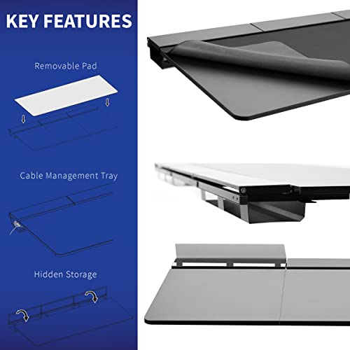VIVO Black 71 x 30 in Stand Up Desk, DESK-KIT-1G6-P3B-71 | Electric, Holds 220 lbs, Sit Stand, Height Adjustable Table, Cable Tray, Full-Size Mouse Pad, Office Furniture, Gray Frame - color: Black Top / Gray Frame, size: 71 x 30