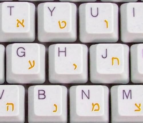 Online-Welcome Hebrew Keyboard Stickers Transparent Background Yellow Letters for PC Computer Laptop Keyboards - color: Yellow