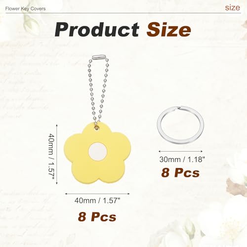 PATIKIL 8Pcs Key Covers Caps, PVC Flower Key Identifiers Markers Tags Covers Case Shell Head Protector Caps Toppers for 1.18" Flat for Office House Apartment Accessories, Yellow - color: Yellow, size: 1.18"