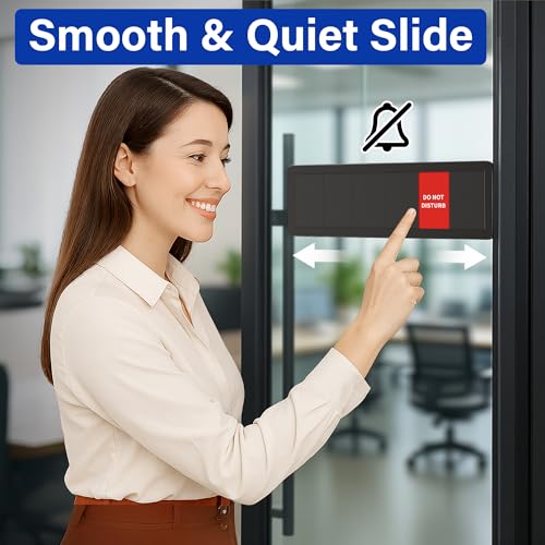 Office Door Signs with 6 Printed Status Options – Do Not Disturb, Out of Office, In a Meeting, Please Knock, Back Soon, Come on in – Includes Custom Personalized Blank Sticker for Privacy Workspace or Studio Available and Away - style: Black--Come on in