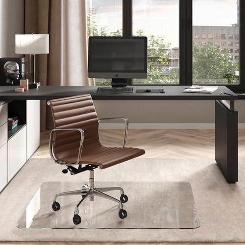 Vitrazza Glass Chair Mat 45” x 53” Superior ¼ Thick, Luminoso Low-Iron Ultra Clear, Certified Tempered Safety Glass, Delivers a Smooth Glide, Protects Carpet or Wood, Beautiful in Home or Office. - color: Luminoso (Low Iron Ultra Clear), size: 45" x 53"