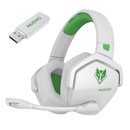 NUBWO Wireless Gaming Headset with Mic for Ps5 Ps4 PC (White and Green) - color: white and green