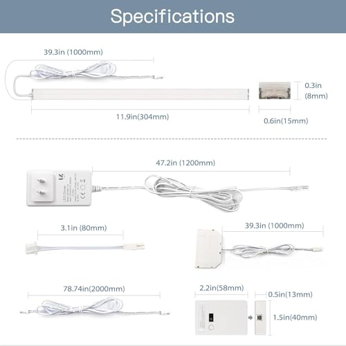 V4light Under Cabinet LED Lighting Bars, 6-Pack, Plug-in, Smart | Ultra-slim aluminum, App & Alexa control, 2700K–6500K dimmable, linkable for closet, shelf, kitchen & display cabinet