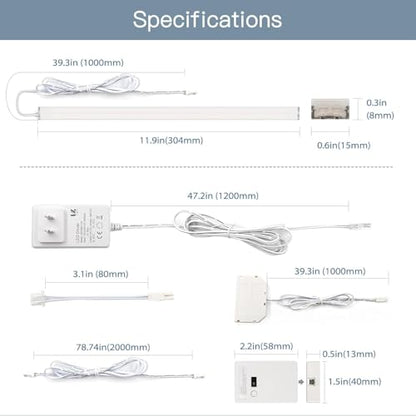 V4light Under Cabinet LED Lighting Bars, 6-Pack, Plug-in, Smart | Ultra-slim aluminum, App & Alexa control, 2700K–6500K dimmable, linkable for closet, shelf, kitchen & display cabinet