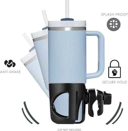 New Stroller Cup Holder for Stanley Quencher H2.0 (30 & 40 Oz. Models), Also Compatible with Stanley IceFlow (20 & 30 Oz. Models) - Black - color: black