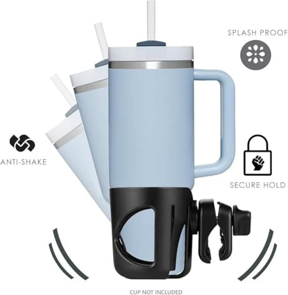 New Stroller Cup Holder for Stanley Quencher H2.0 (30 & 40 Oz. Models), Also Compatible with Stanley IceFlow (20 & 30 Oz. Models) - Black - color: black