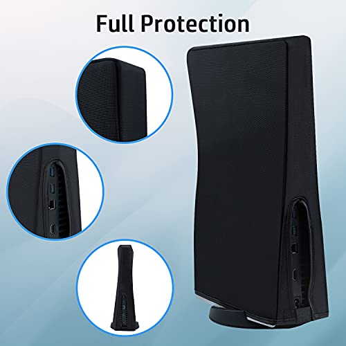 Wigearss vertical Mode Dust Cover for PS5 Console 1680D Oxford Cloth Anti-Scratch Waterproof Dust Guard Backend Cutaway Design (Not for PS5 Slim/PS5 Pro) - color: Vertical-Black