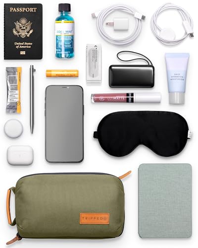 Tech Bag Organizer - Small Electronics Organizer Pouch for Travel - Premium Travel Case with Leather Accents - Mesh Pocket for Cables, Cords and Chargers (Green) - color: Green