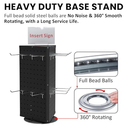 UNITEDEPOWER Rotating Pegboard Display Stand With 18 Hooks, 3-Sided Metal Spinning Countertop Show Rack Organizer for Jewelry, Accessories, or Crafts, Revolving Displays