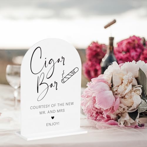 Cigar Bar Sign Wedding Engagement Party Table Desk Acrylic Decor - color: Cigar Bar
