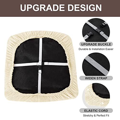 Genina Chair Seat Covers Waterproof Dining Room Chair Covers 2 Pack Stretch Seat Covers for Dinning Room Chair Protector Slipcover for Kitchen, Hotel (2, Flower Pattern-Beige) - color: Flower Pattern-beige