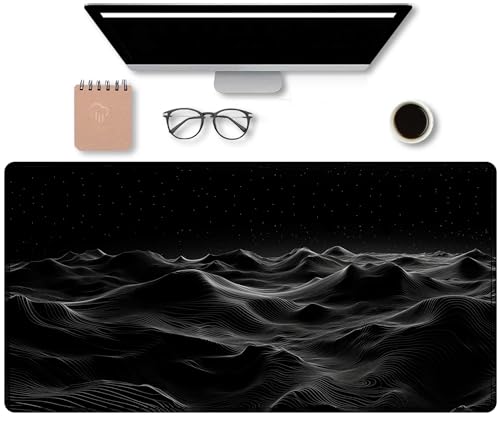 Large Extended Gaming Mouse Pad with Stitched Edges,Black 3D Design XL Desk Pad Mouse Pads for Desk,Waterproof Computer Keyboard Mat Mousepad with Non-Slip Base for Esports Pros/Gamer/Desktop/Office - color: D3