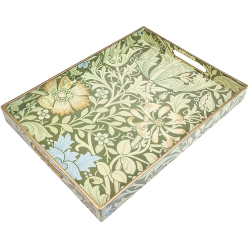 Spsyrine Serving Tray with Handles, Plastic Decorative Tray for Coffee Table, Living Room, Home Decor, 3040C - color: Multi C