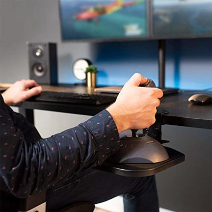 VIVO Black Clamp-on Mouse Pad Holder Platform, MOUNT-MS01B | Wooden Adjustable Under Desk 360° Rotating Tray Rest Extension Attachment, Fits up to 2 inch Desktops