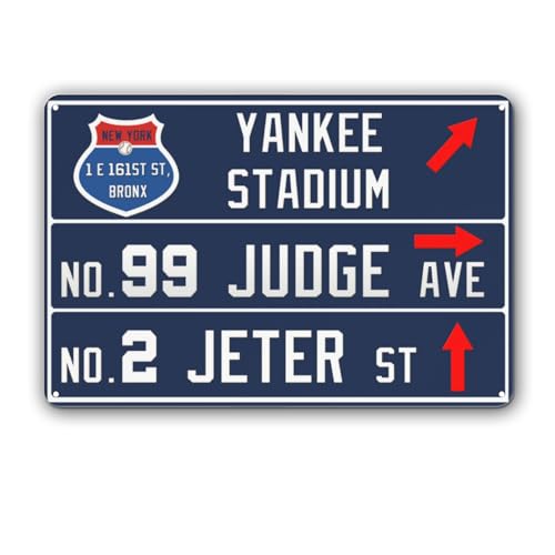 12” x 8” Yankee Wall Decor Art Poster, New York NY Baseball Metal Tin Sign, Yankee Gifts for Boys Men Home Room Decor - color: team 31