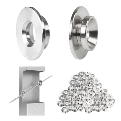 Muzata 40 Pack 1/8" 30 Degree Angle Wheel Cable Railing Grommets ONLY for Angle 1/8" 5/32" 3/16" Wire Rope T316 Stainless Steel Protector Sleeves Deck Cable Railing Hardware Kit Metal Posts CR79 - size: 40P, style: Silver For Stairs