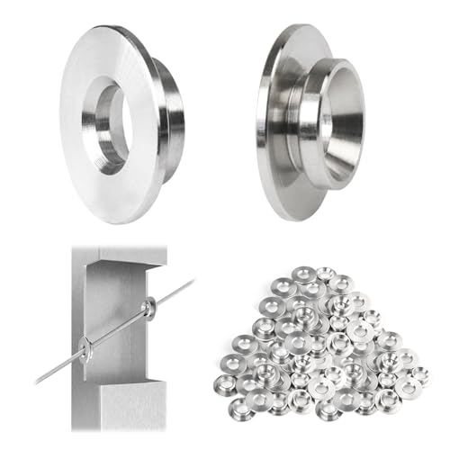 Muzata 40 Pack 1/8" 30 Degree Angle Wheel Cable Railing Grommets ONLY for Angle 1/8" 5/32" 3/16" Wire Rope T316 Stainless Steel Protector Sleeves Deck Cable Railing Hardware Kit Metal Posts CR79 - size: 40P, style: Silver For Stairs