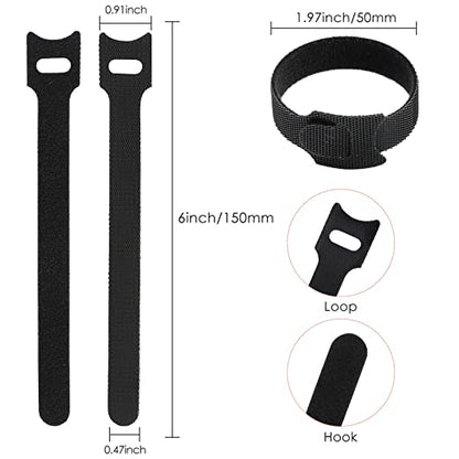 MVYC 120PCS 6 Inch Reusable Cable Ties Wire Ties Cord Organizer Cable Organizer Adjustable Management Black (Pack of 2) - size: 6 Inch (Black) (Pack of 2)