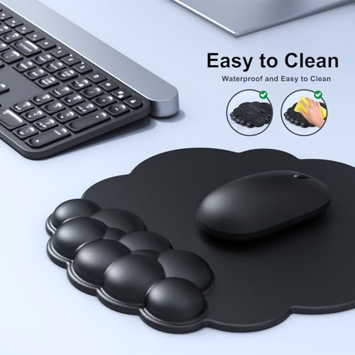 MOKURU Cloud Mouse Pad with Wrist Rest, Cloud Keyboard Wrist Rest, Mouse Pad Wrist Support, Ergonomic Keyboard Mouse Wrist Support (Black) - color: Black