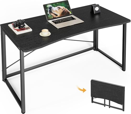 Huuger Folding Desk for Small Spaces, 39.3 Inch Foldable Computer Table, for Home Office, Study, Bedroom, Dorm, Space Saving, Small Writing Work Office Computer Desk, Easy to Fold, Black - color: Black, size: 18.9"D x 39.4"W