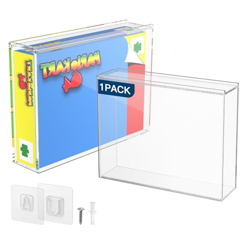 Acrylic Video Game Box Protector for SNES N64 Games | 3MM Clear Display Case with Wall Mount, Compatible with SNES & N64 Game Box, Sturdy Acrylic Case for Collector, 1 Pack