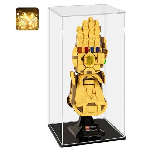 LANSCOERY Acrylic Display Case, Assemble Showcase Display Box for Collectibles, with Dustproof & Seamless Display Design, 5.9x7.1x13.8inch Black Base - color: Black, size: 5.9x7.1x13.8inch; 15x18x35cm