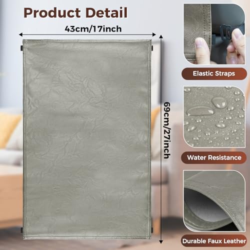 Headrest Cover for Recliner Chair Recliner Headrest Protector Faux Leather Headrest Cover with Elastic Straps Couch Headrest Covers for Furniture Sofa Protector Office Chair 17 x 27In(Taupe) - color: Taupe, size: 17x27 in