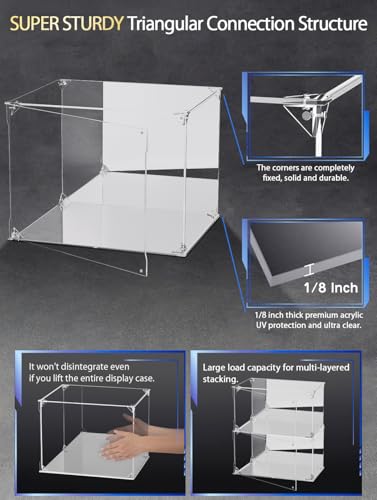 Clear Acrylic Display Case with Mirrored Back and Base, UV Protected Acrylic Box with Magnetic Door, Dustproof Display Box Showcase for Collectibles, Figures, Models, Toys (15.7x12x12inch) - size: 15.7x12x12 inch