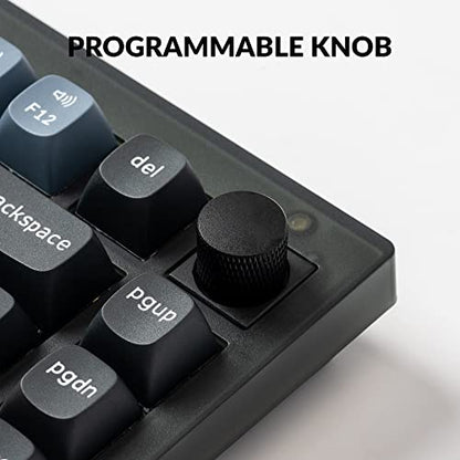 Keychron V1 Wired Custom Mechanical Keyboard Knob Version, 75% Layout QMK/VIA Programmable with Hot-swappable Keychron K Pro Red Switch Compatible with Mac Windows Linux (Frosted Black-Translucent) - color: Hot-swap Keychron K Pro Red Switch