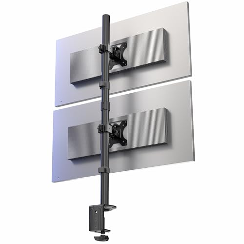 VIVO Dual Vertically Stacked Monitor Desk Mount, Extra Tall Adjustable Stand for 2 Ultrawides up to 34 inches, 22 lbs Capacity, Black, STAND-V002T - color: Black, size: Up to 34" screens