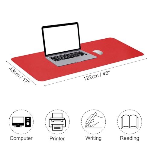 PATIKIL Large Desk Mat, 48"x17" Non-Slip Waterproof PU Leather Desk Pad, Dual Sided Desktop Protector Cover for Office Home Work Study, Dark Red - color: Dark Red, size: 48"x17"