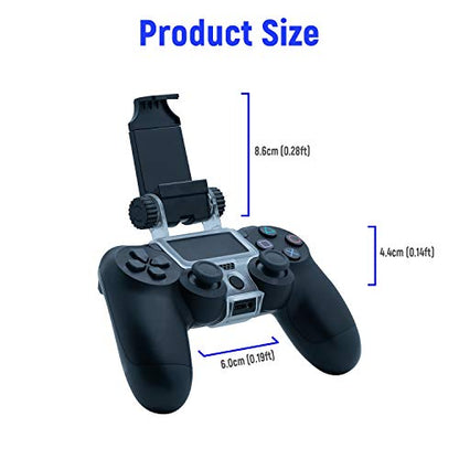 Mcbazel Phone Mount Clip for PS4 Controller, Smart Phone Holder Compatible with PS4 DualShock 4 Controller and iPhone, Android up to 6 Inch - Black