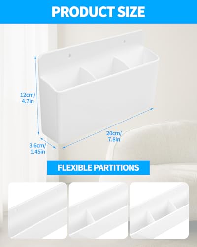 1 PCS Adhesive Remote Control Holder Wall Mount, 3 Slot Adjustable Remote Holder for TV Controller with Hollow Bottom for Charging, Wall Pen Holder for Home Office School (White, 1) - color: White, size: 1
