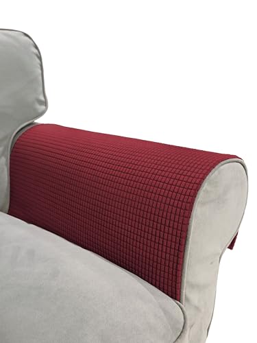 Couch Arm Covers for Sofa Chair, Waterproof Armrest Armchair Covers Non-Slip Recliner Slipcovers, Headrest Cover, Set of 2 (Wine Red, 24"×20") - color: Wine Red