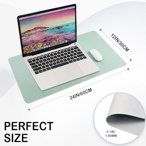24 x 12 Inches Leather Desk Pad Protector, Non-Slip PU Leather Desk Mat, Laptop Desk Pad, Perfect for Office & Home Use (green) - color: Green