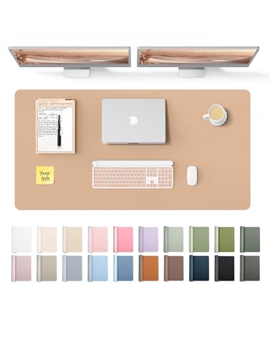 YSAGi Leather Desk Protector, Office Mat, Large Mouse Mat, Non-Slip PU Leather Blotter, Laptop Desk Mat, Waterproof Writing Pad for Office and Home (Latte, 47.2" x 23.21") - color: Latte, size: 47.2" x 23.6"