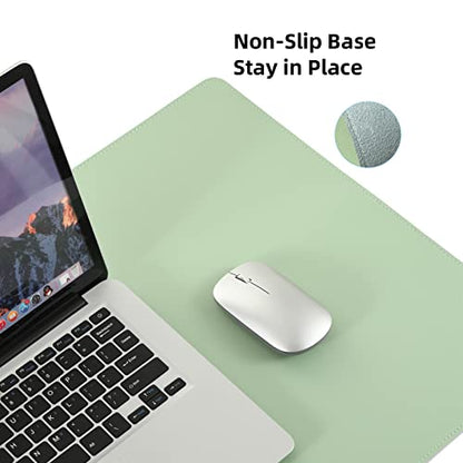 Wolaile PU Leather Desk Pad,36x17 in Large Computer Desk Mat,Waterproof Non-Slip Desk Blotter Protector,Light Green Big Keyboard Mouse Pad - color: Light Green
