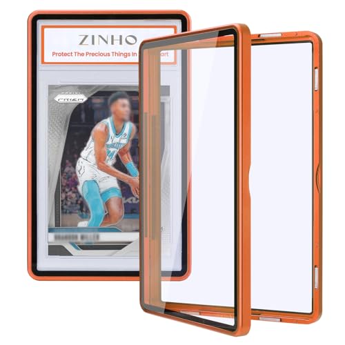 ZINHO Graded Card Case Magnetic Aluminum Alloy Slab Protector Display Case Fits 35PT PSA/CGC/CSG Cards, UV Protection (Orange) - color: Orange, style: PSA Card Case