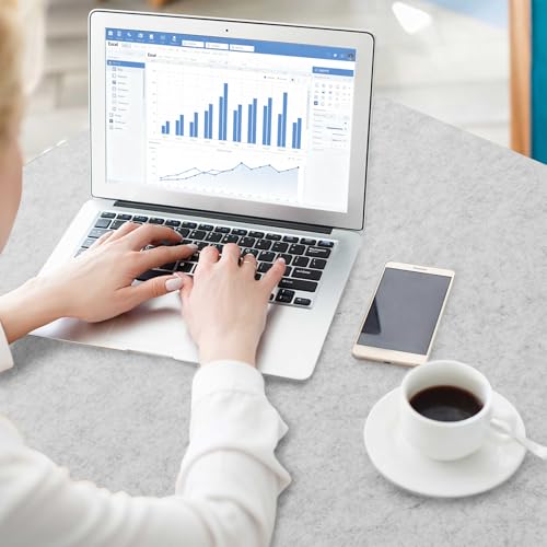 DAWNTREES Non-Slip Felt Desk Mat | 36''x16'' | Large Computer Desk Mat Keyboard and Mouse Pad | Office Desktop Pad Protector (Light Grey) - color: Light Grey, size: 36" X 16"