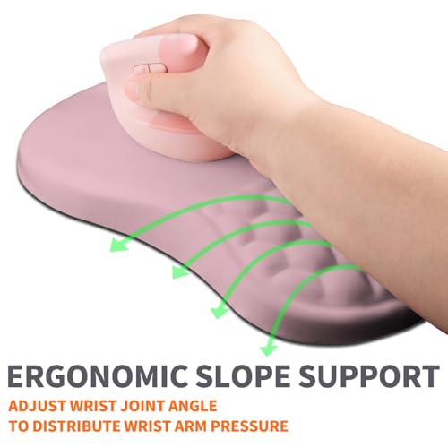 Ergonomic Joint Wrist Support Mouse Pad with Memory Foam Cushion Massage Bump, Carpal Tunnel Pain Relief Mousepad Slope Design for Wrist Rest, 11.8x7.9 in, Thistle - color: Thistle
