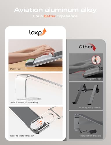 LOXP Acrylic Laptop Stand for Desk, Laptop Stand with Wrist Support, Ergonomic Detachable Laptop Riser, Acrylic Protable, Computer Stand for MacBook Air Pro, HP, Dell, XPS, HP (10-17") Laptops - color: Acrylic Clear