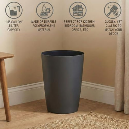 Mini Waste Basket - Durable Small Plastic Garbage Trash Can Bin - Lidless Open-Top, Slim Profile for Compact Spaces - Suitable for Home, Bathroom, Office, Bedroom, Kitchen and More, Grey - color: Grey