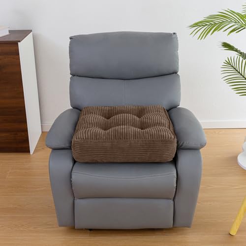 HIGOGOGO Tufted Corduroy Recliner Seat Cushion for Elderly, 20x20x5 Inch Large Square Seat Cushion for Recliner Chair, Floor Pillow, Office Chair, Car, No Pressure on Thighs, Brown - color: Brown, size: 20x20x5