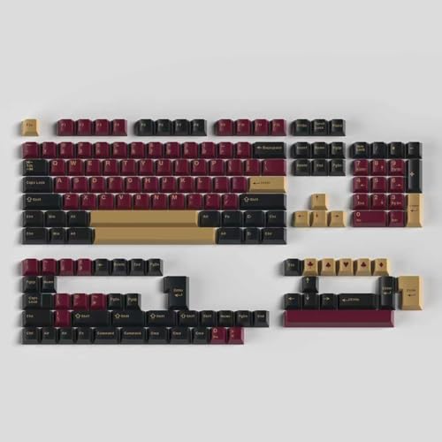 Sumgsn 163 Keys Double Shot Keycaps Cherry Profile Red Samurai Keycaps Set Fit for 61/64/87/104/108 Cherry Mx Switches ISO ANSI Layout Mechanical Keyboard - color: Red Samurai Keycaps