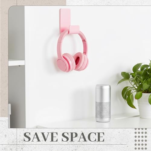 Weewooday 4 Pieces Headphone Hanger Headset Stand Holder Adhesive Wall Mount Headphone Hook for Desk Acrylic Gaming Earphones Hanger with Glues for Earphone Controller(Pink) - color: Pink