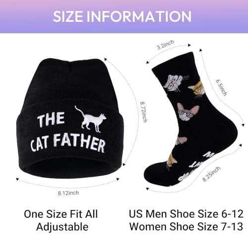 Funny Socks Cool Valentines Day Gifts for Him Men Boys Husband Boyfriend Dad Brother Cotton Comfort Birtday Gifts - color: Black Cat Owner's Hat and Socks